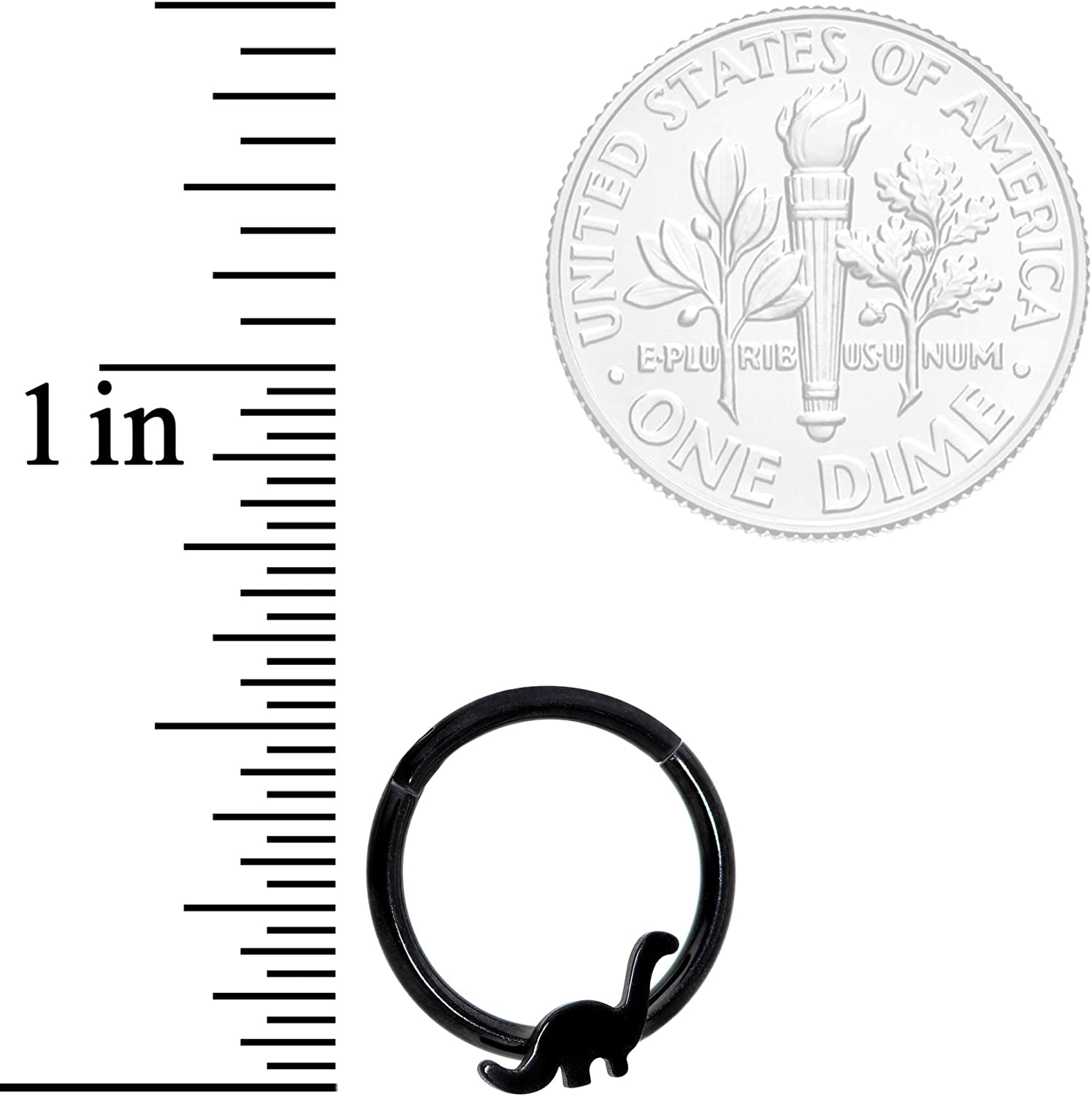 Body Candy 16G Black PVD Steel Hinged Segment Ring Seamless Cartilage Nipple Ring Dinosaur Nose Hoop 10Mm Apparel & Accessories > Jewelry > Rings Body Candy   