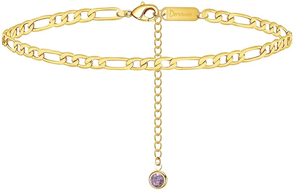 Stainless Steel Ankle Bracelets, Adjustable Chain Anklets Feet Jewelry with Gift Card & Box for Women, Men, Couple Anklet for Daily, Party, Beach, Wedding Apparel & Accessories > Jewelry > Anklets HX SHARE New 18k gold  