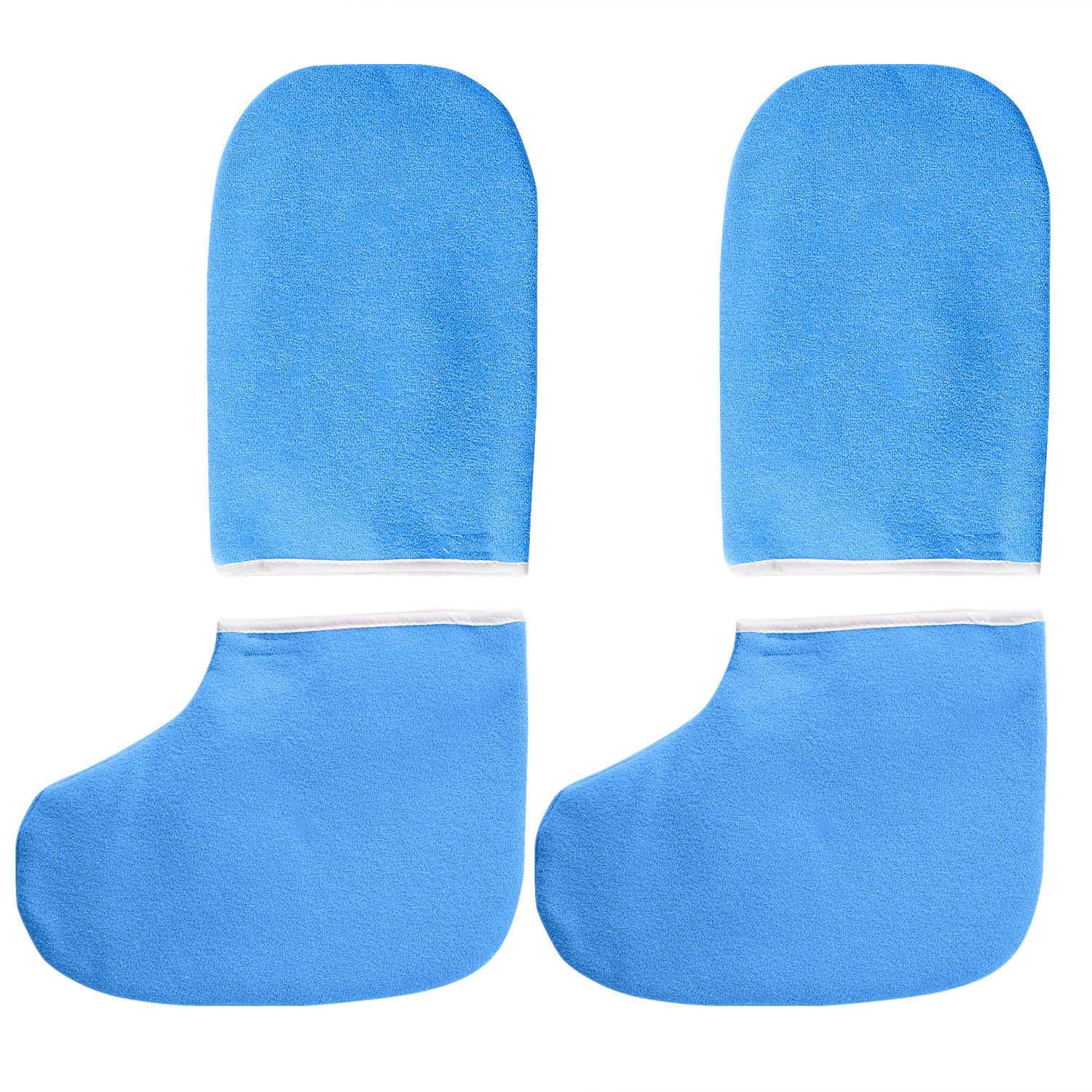 Noverlife Paraffin Wax Work Gloves & Booties, Wax Bath Hand Treatment Mitts Foot Spa Cover for Women, Thin Heat Therapy Insulated Soft Cotton Mittens Feet Hand Care Set - Blue Health & Beauty > Personal Care > Foot Care Noverlife   