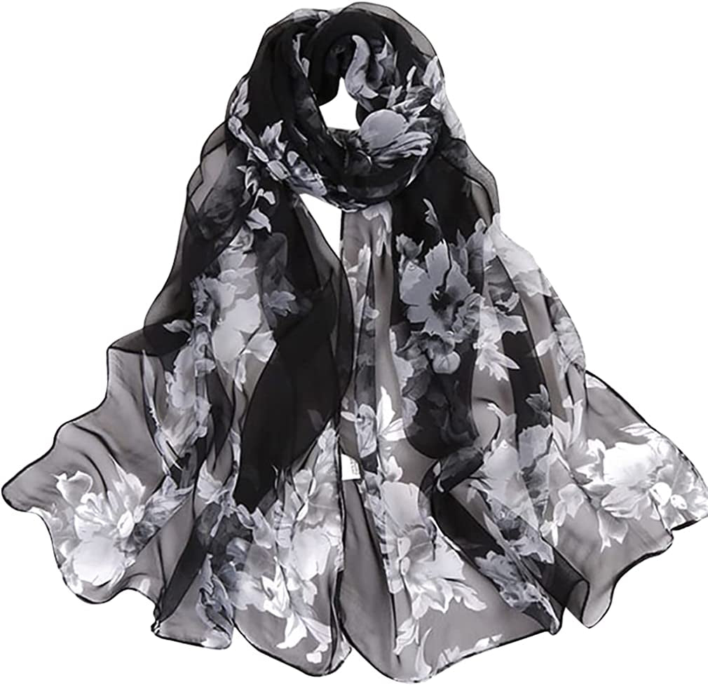 E-Clover Women Soft Floral Print Shawl Chiffon Sheer Scarf Apparel & Accessories > Clothing Accessories > Scarves & Shawls E-Clover Color-21  