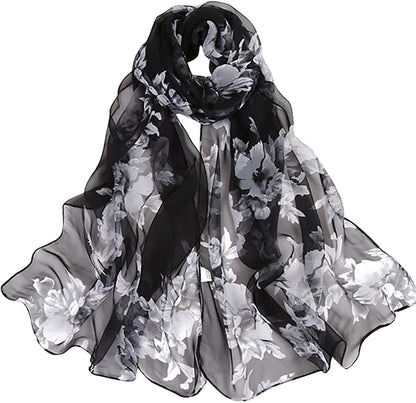 E-Clover Women Soft Floral Print Shawl Chiffon Sheer Scarf Apparel & Accessories > Clothing Accessories > Scarves & Shawls E-Clover Color-21  