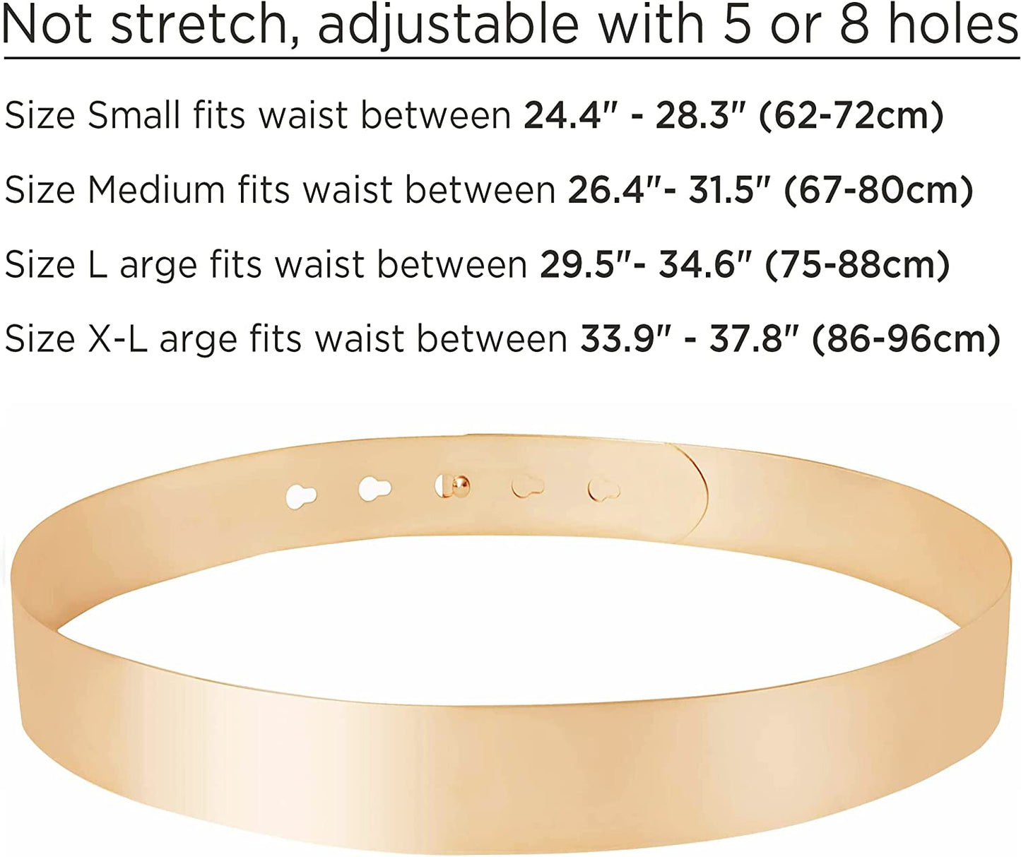 BABEYOND Metal Waistband Skinny Belt Adjustable Waist Strap Belt for Dress (Style-10-Gold, Large) Apparel & Accessories > Clothing Accessories > Belts KYLIE MAX   