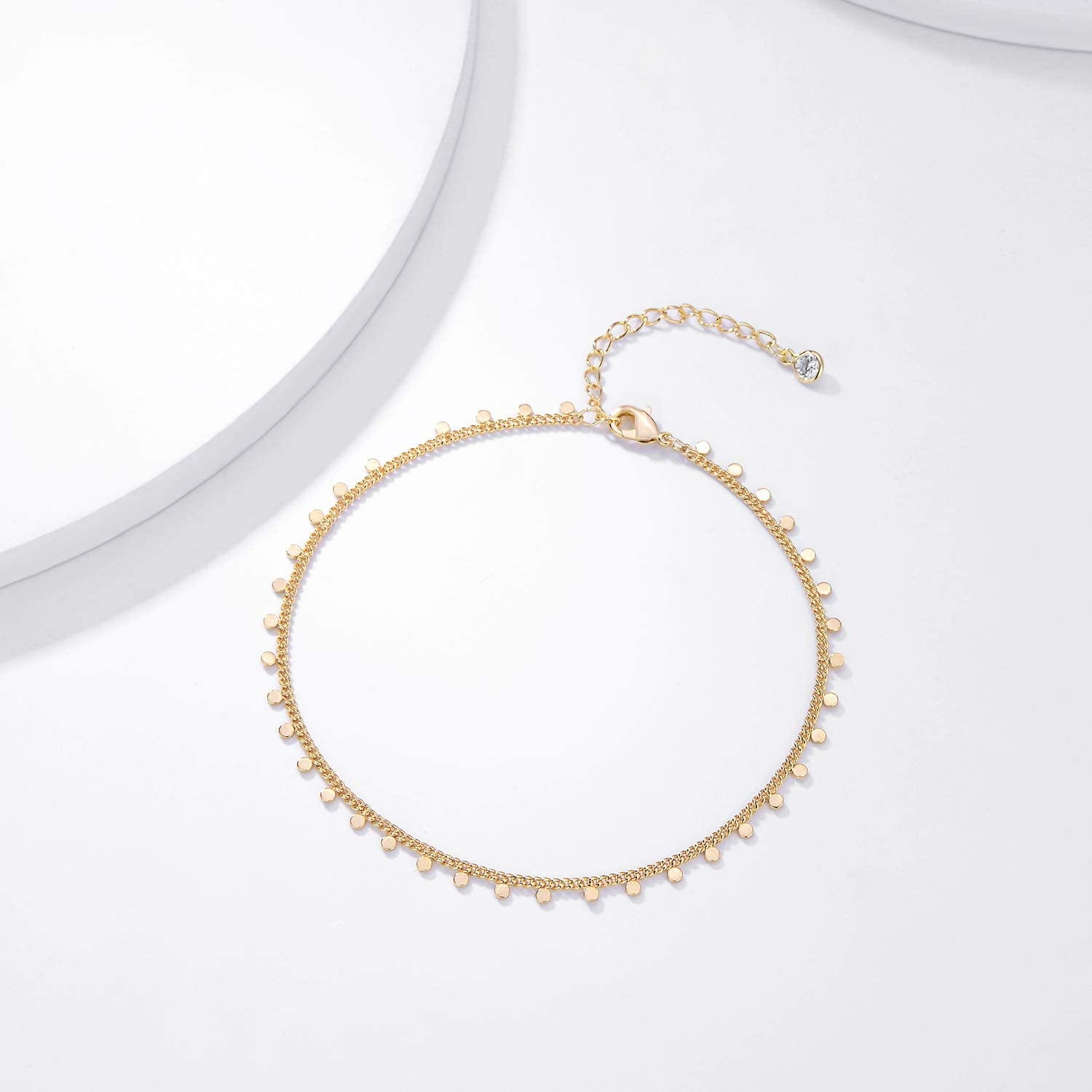 Women Dainty Anklet,14K Gold Plated Satellite Anklet Double Layered Cute Beads Chain Tassel Coin Disc Heart Summer Ankle Bracelet Boho Beach Foot Chain Apparel & Accessories > Jewelry > Anklets Befettly   