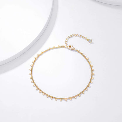 Women Dainty Anklet,14K Gold Plated Satellite Anklet Double Layered Cute Beads Chain Tassel Coin Disc Heart Summer Ankle Bracelet Boho Beach Foot Chain Apparel & Accessories > Jewelry > Anklets Befettly   