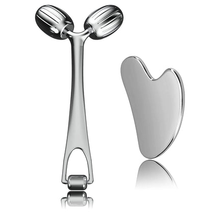 Face Massager, Metal Face Roller Gua Sha Massage Tool for Face Neck Eye Body Skin Care, Facial Roller for Women Health & Beauty > Personal Care > Cosmetics > Cosmetic Tools > Skin Care Tools Yeamon   