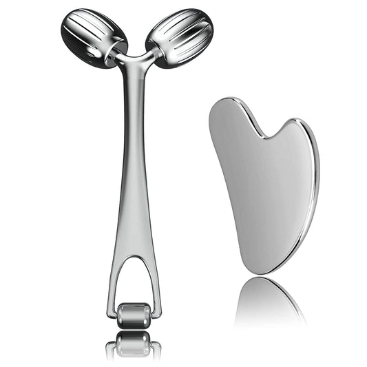Face Massager, Metal Face Roller Gua Sha Massage Tool for Face Neck Eye Body Skin Care, Facial Roller for Women Health & Beauty > Personal Care > Cosmetics > Cosmetic Tools > Skin Care Tools Yeamon   