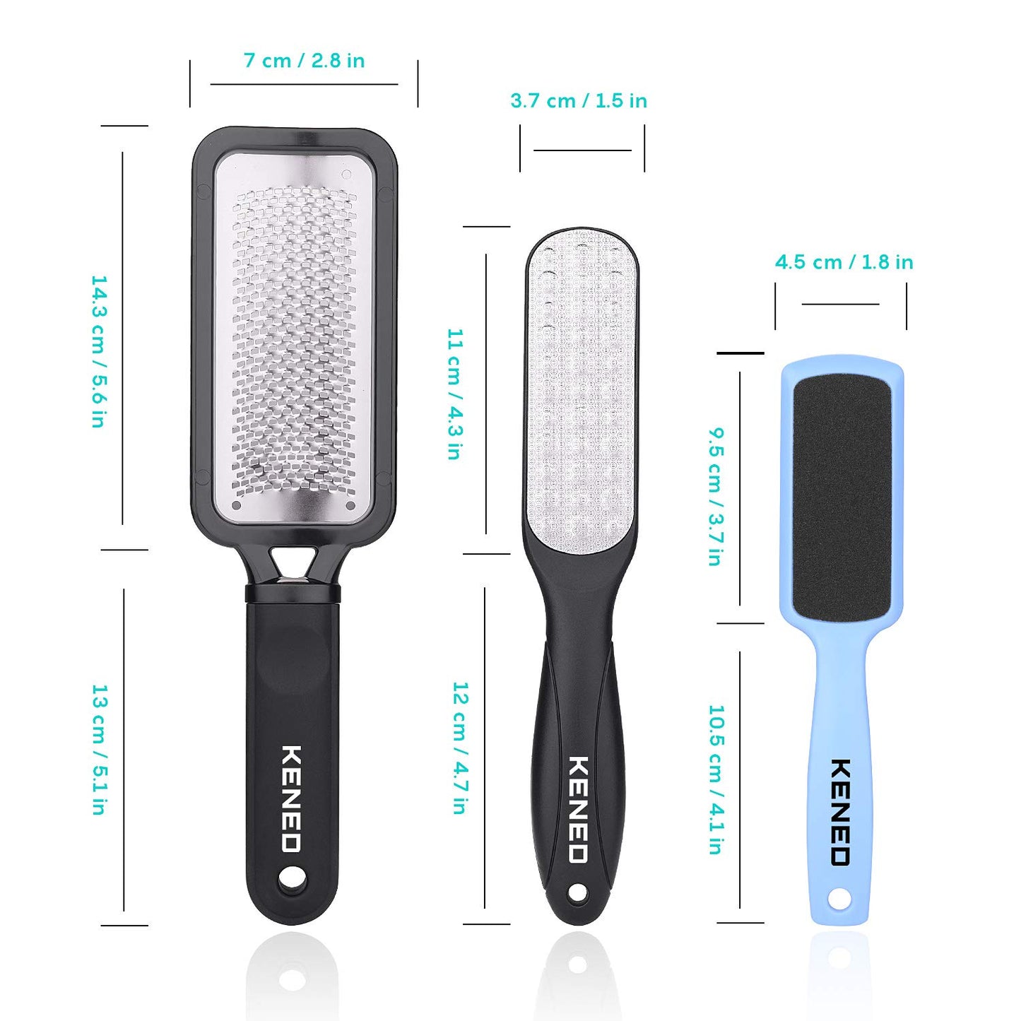 Feet Scrubber Dead Skin 5 Pack - KENED Foot File Callus Remover for Feet, Professional Pedicure Kit with 2 X Metal Foot Grater, 3 X White Double-Sided Pedicure Tools for Feet Care Health & Beauty > Personal Care > Foot Care KENED   
