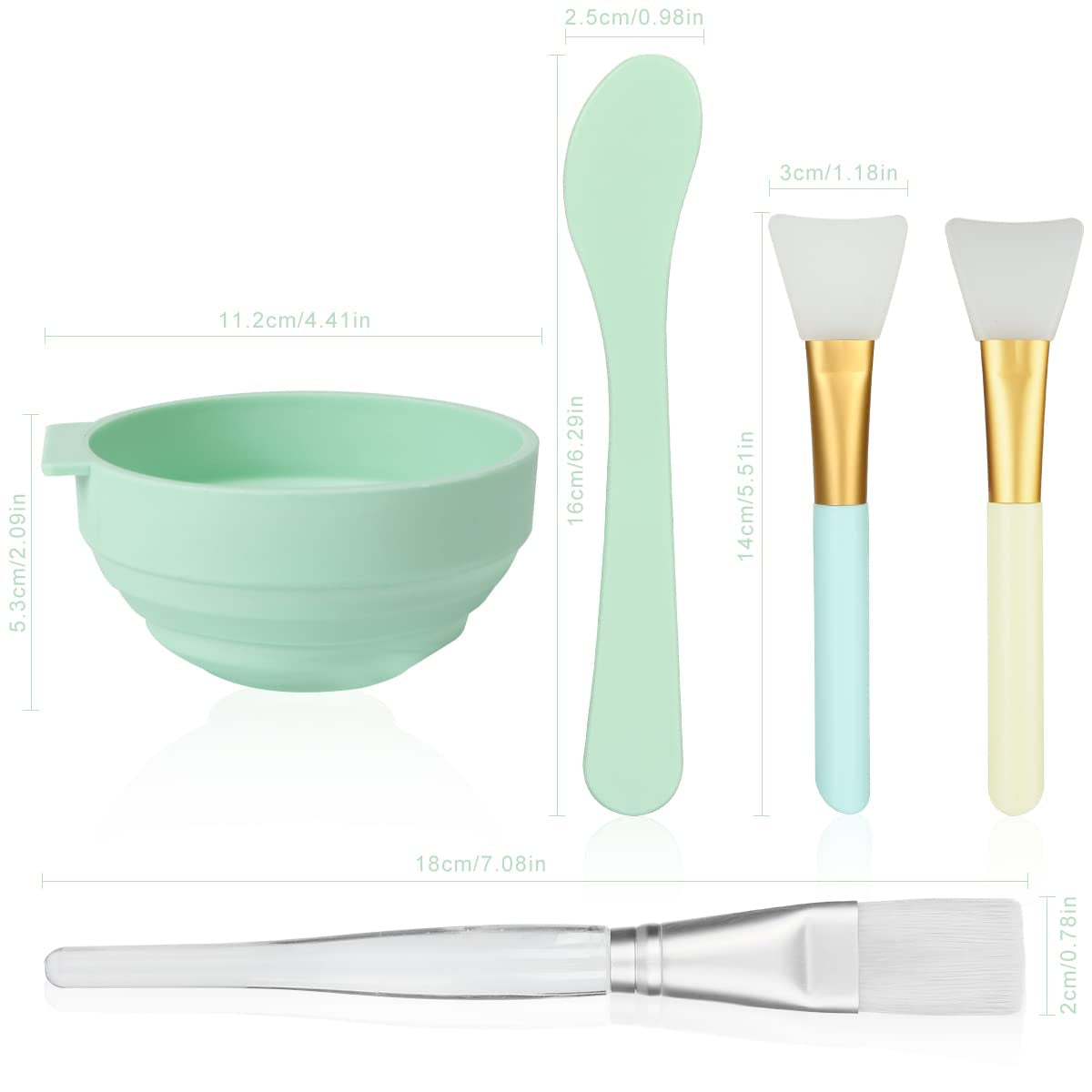 Face Mask Mixing Bowl Set, Plazuria 5 in 1 DIY Facemask Mixing Tool Kit with Facial Mask Bowl Stick Spatula Silicone Face Mask Brush & Premium Soft Face Brushes Health & Beauty > Personal Care > Cosmetics > Cosmetic Tools > Skin Care Tools Plazuria   