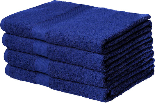 Fade-Resistant Cotton Bath Towel - 4-Pack, Navy Blue