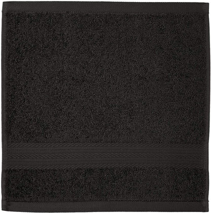 Fade Resistant Cotton Washcloth, Black - Pack of 12