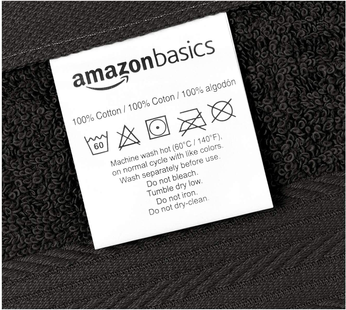 Fade Resistant Cotton Washcloth, Black - Pack of 12