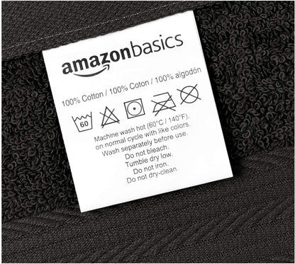 Fade Resistant Cotton Washcloth, Black - Pack of 12