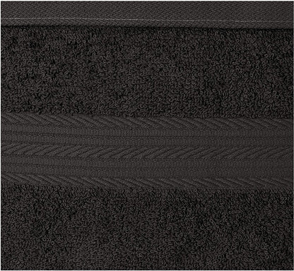 Fade Resistant Cotton Washcloth, Black - Pack of 12