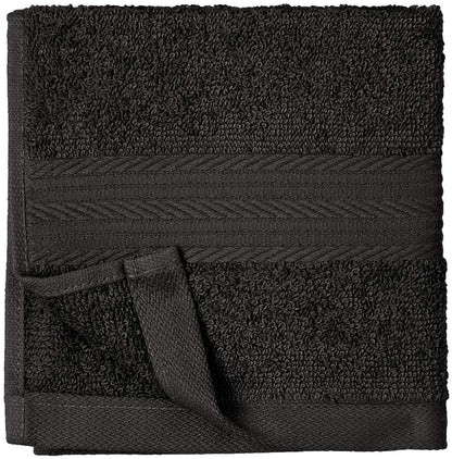 Fade Resistant Cotton Washcloth, Black - Pack of 12