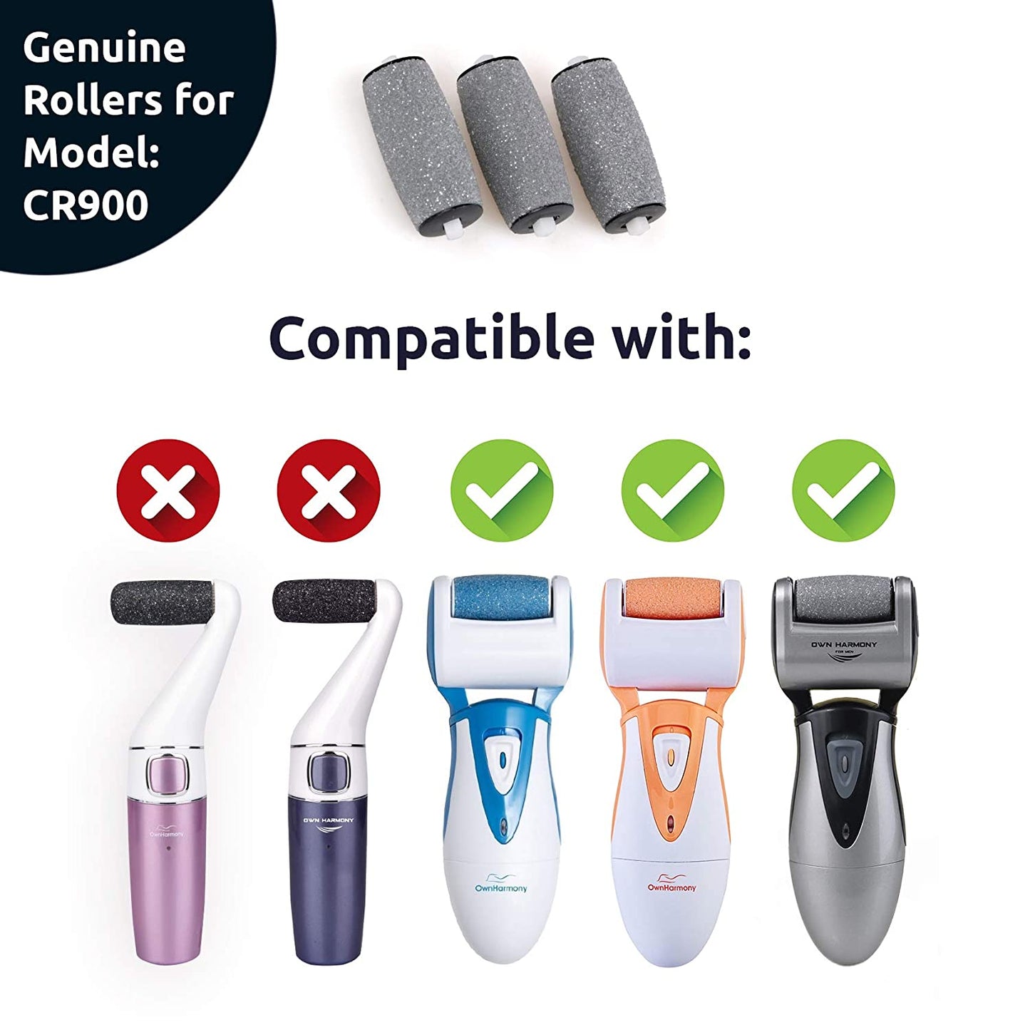 Own Harmony Extra Coarse 3 Refill Rollers Best Fit for Electric Callus Remover CR900 for Men - Pedicure File Tools Foot Care - Replacement Refills 3 Pack Health & Beauty > Personal Care > Foot Care Own Harmony   