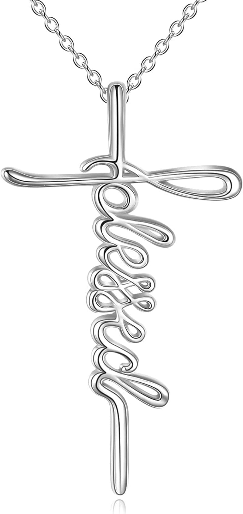 Faith Cross Necklace Jesus Religious Jewelry Gifts for Women Blessed