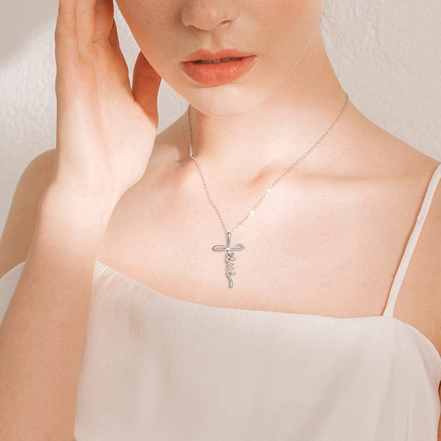 Faith Cross Necklace Jesus Religious Jewelry Gifts for Women
