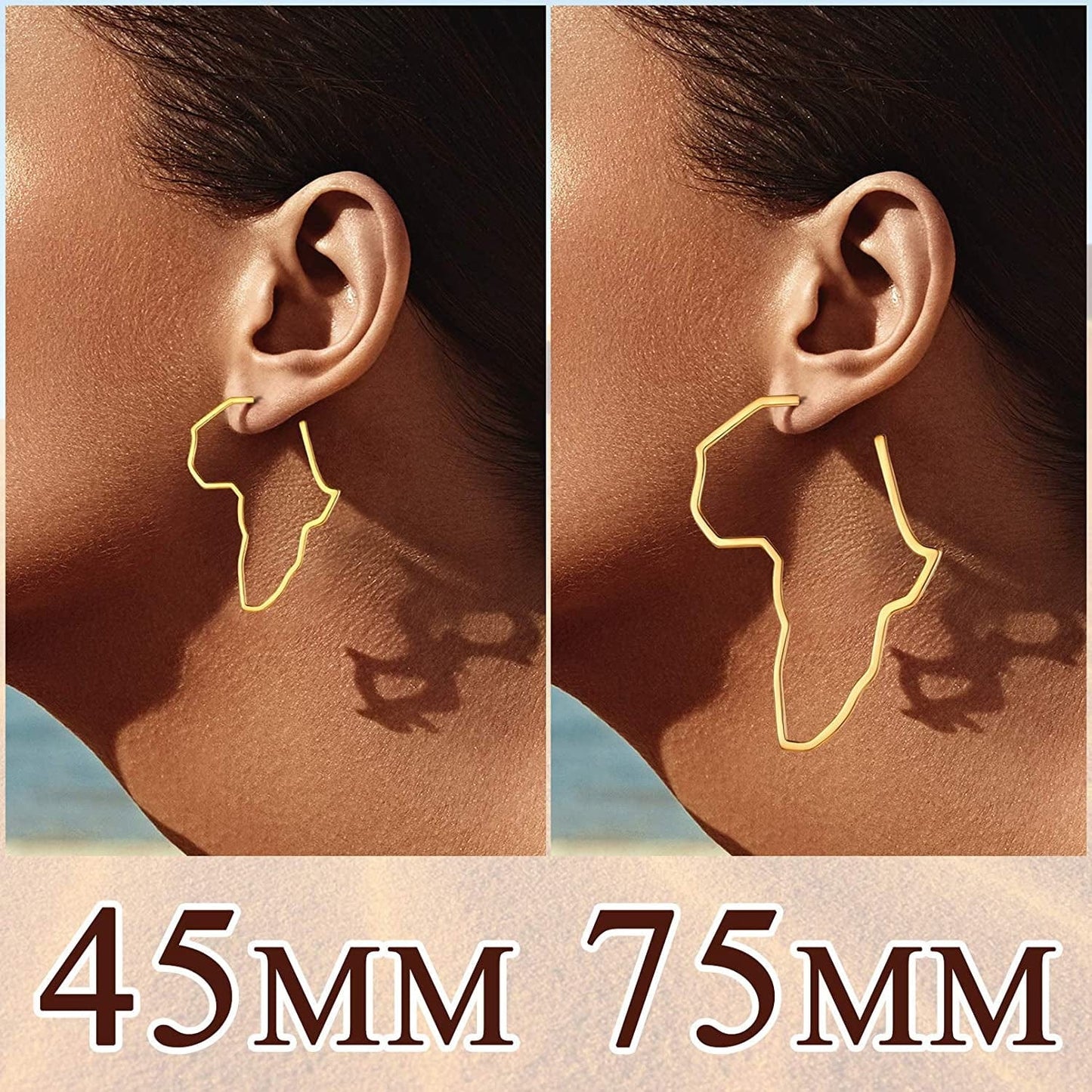 Faithheart African Map Shaped Drop Earrings Stainless Steel/18K Gold Plated Statement Africa Jewelry Ear Charms for Women Teen Girls