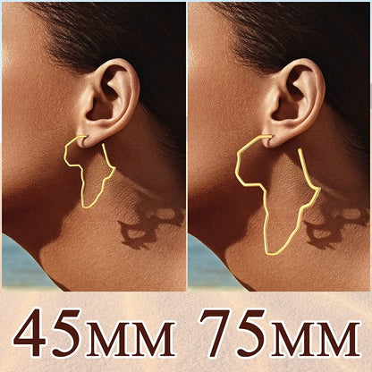 Faithheart African Map Shaped Drop Earrings Stainless Steel/18K Gold Plated Statement Africa Jewelry Ear Charms for Women Teen Girls