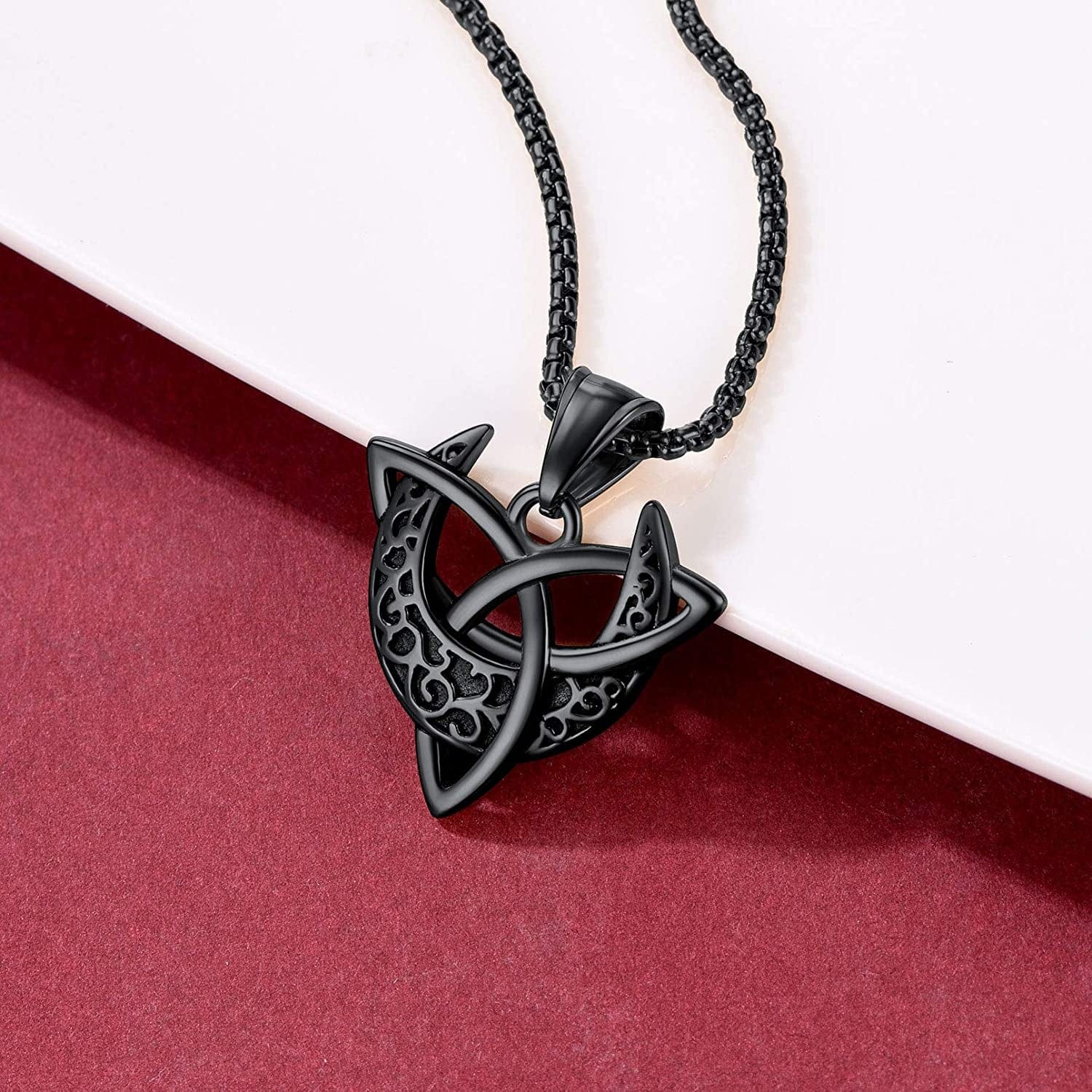 Faithheart Triple Moon Goddess Necklace Stainless Steel/18K Gold Plated Wiccan Jewelry for Women with Delicate Packaging Personalized Custom