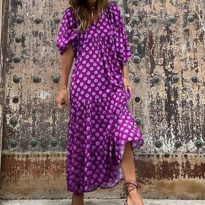 Fall Dresses for Women 2023 Vintage Graphic Elegant Casual Dress Cute Puff Sleeve Party plus Size Midi Dress Loose