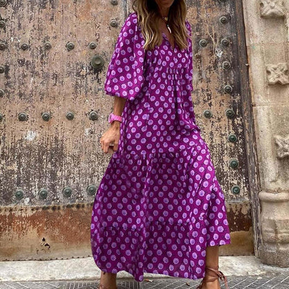 Fall Dresses for Women 2023 Vintage Graphic Elegant Casual Dress Cute Puff Sleeve Party plus Size Midi Dress Loose