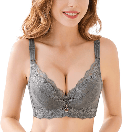 FallSweet Padded Push Up Lace Bras for 34A to 44C Underwire Grey / 38C