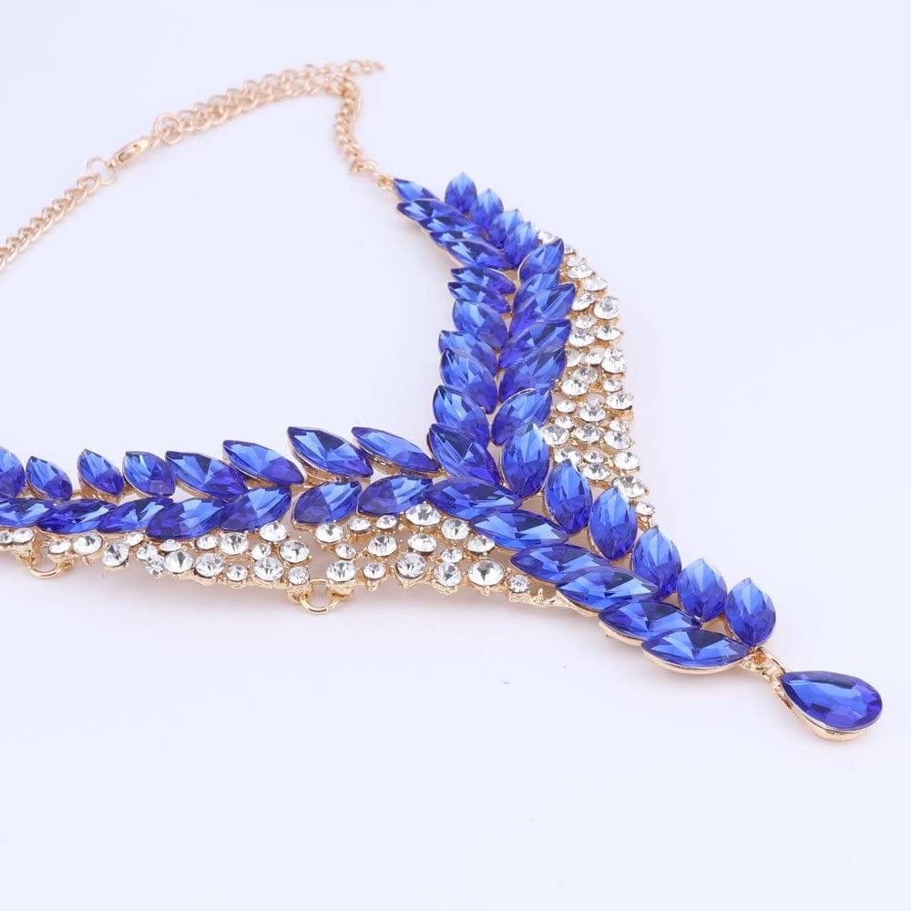 Fashion 18K Gold Plated Crystal Wedding Party Necklace Earring Jewelry Set