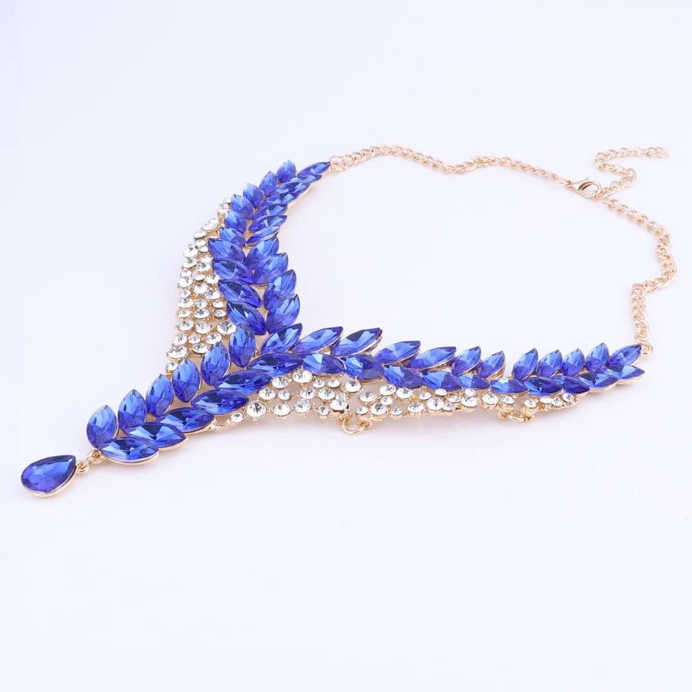 Fashion 18K Gold Plated Crystal Wedding Party Necklace Earring Jewelry Set