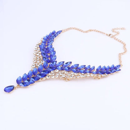 Fashion 18K Gold Plated Crystal Wedding Party Necklace Earring Jewelry Set