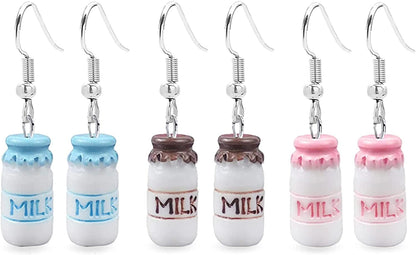 Fashion Creative Simulation Bottle Earrings for Minimalist Women Gift Jewelry 3 pairs milk Bottle