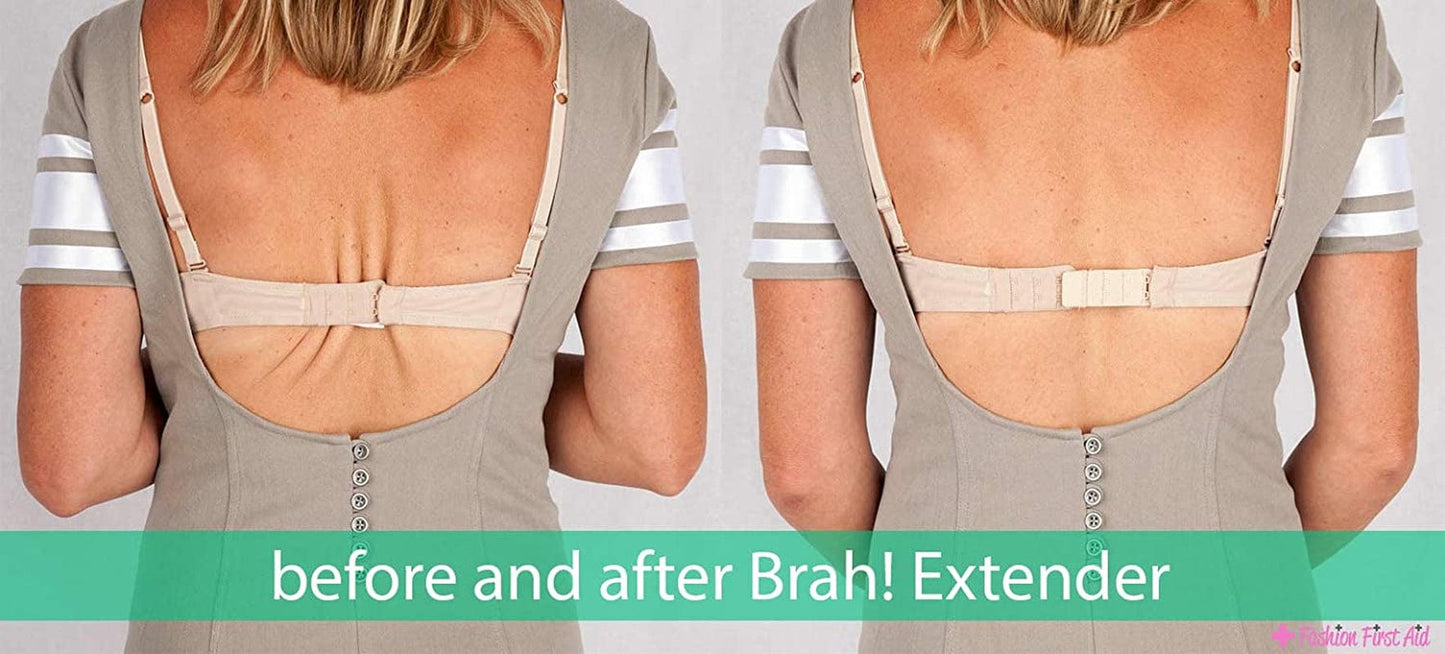 Fashion First Aid Brah! Extender: Bra Band Extension, 3 Pack (White, Beige, Black) - Holiday Weight Gain Multi / One Size