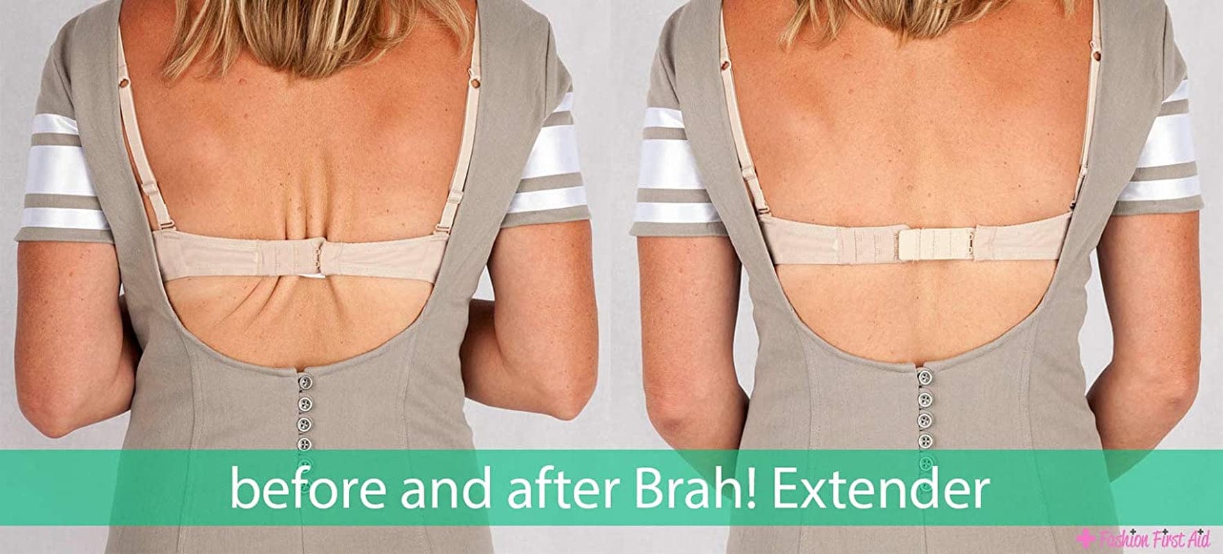 Fashion First Aid Brah! Extender: Bra Band Extension, 3 Pack (White, Beige, Black) - Holiday Weight Gain Multi / One Size