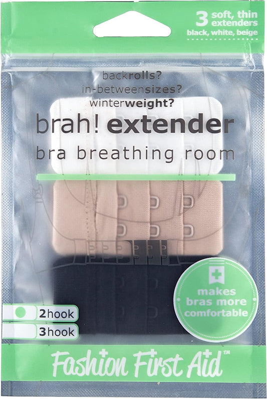 Fashion First Aid Brah! Extender: Bra Band Extension, 3 Pack (White, Beige, Black) - Holiday Weight Gain Multi / One Size
