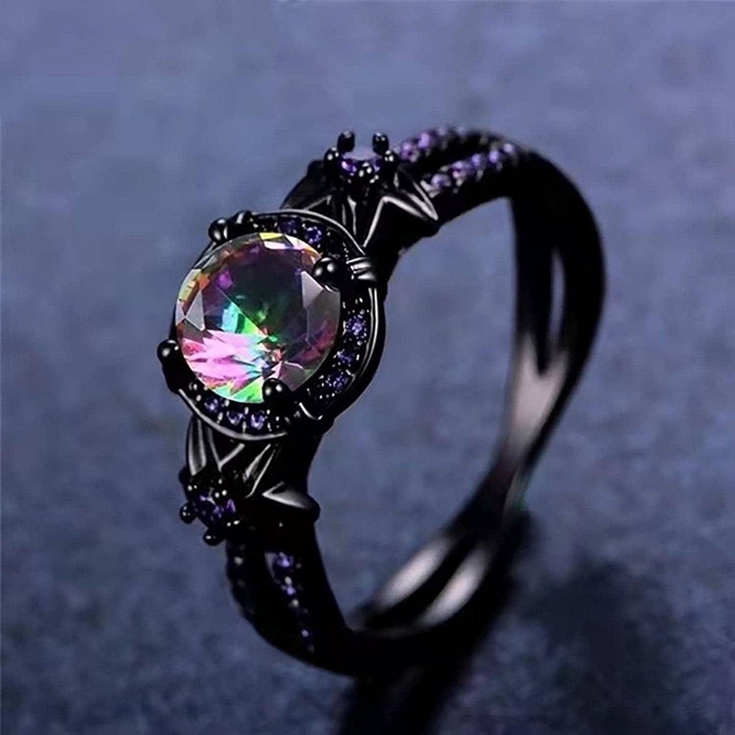 Fashion Ring Purple Diamond Ring Exquisite All-Match Ring, Black Color Zirconium Ring Exquisite Jewerly Womens Mens Gifts Halloween Christmas Birthday