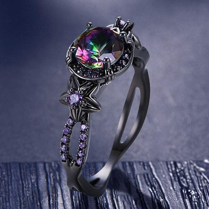 Fashion Ring Purple Diamond Ring Exquisite All-Match Ring, Black Color Zirconium Ring Exquisite Jewerly Womens Mens Gifts Halloween Christmas Birthday Clear,Purple / #08