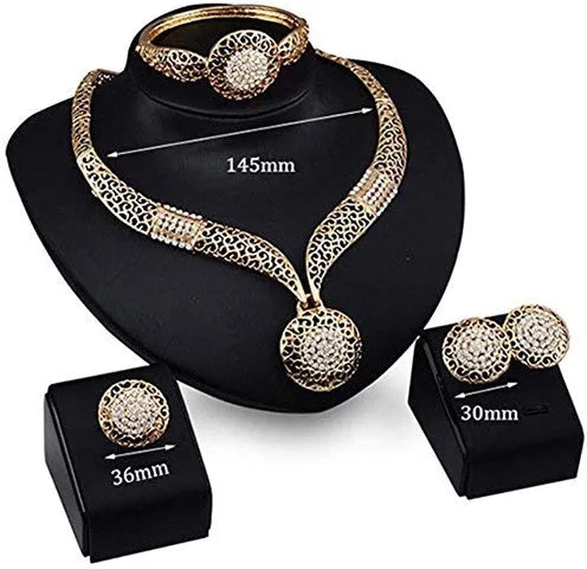 Fashion Women Jewelry Sets Bride Wedding Party Gold Plated Chain Necklace Earring Set