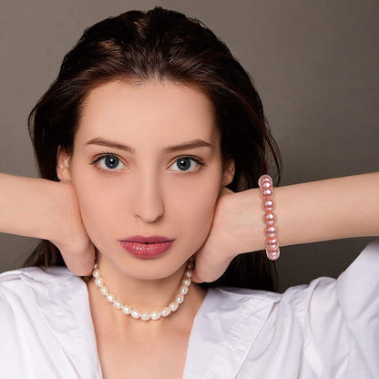 Faux Pearl Jewelry Set Simulated Pearl Necklace Bracelet Earrings for Women Girls
