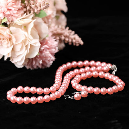 Faux Pearl Jewelry Set Simulated Pearl Necklace Bracelet Earrings for Women Girls