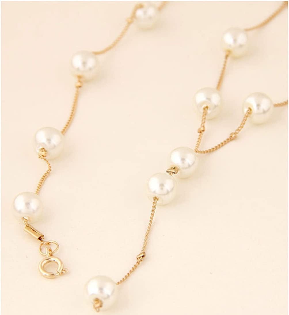 Faux Pearl Necklace Earring Bracelet Jewelry Set, Delicate and Classy Costume Jewelry Favors (Gold)