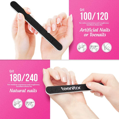 Nail Files and Buffers, Teenitor 16PCS Professional Nail Manicure Tool for Acrylic Nails, 100/180 and 120/240 Grits Emery Boards 120 Grits Nail Buffer Block for Shaping and Buffing Nails Health & Beauty > Personal Care > Cosmetics > Cosmetic Tools > Nail Tools Teenitor   
