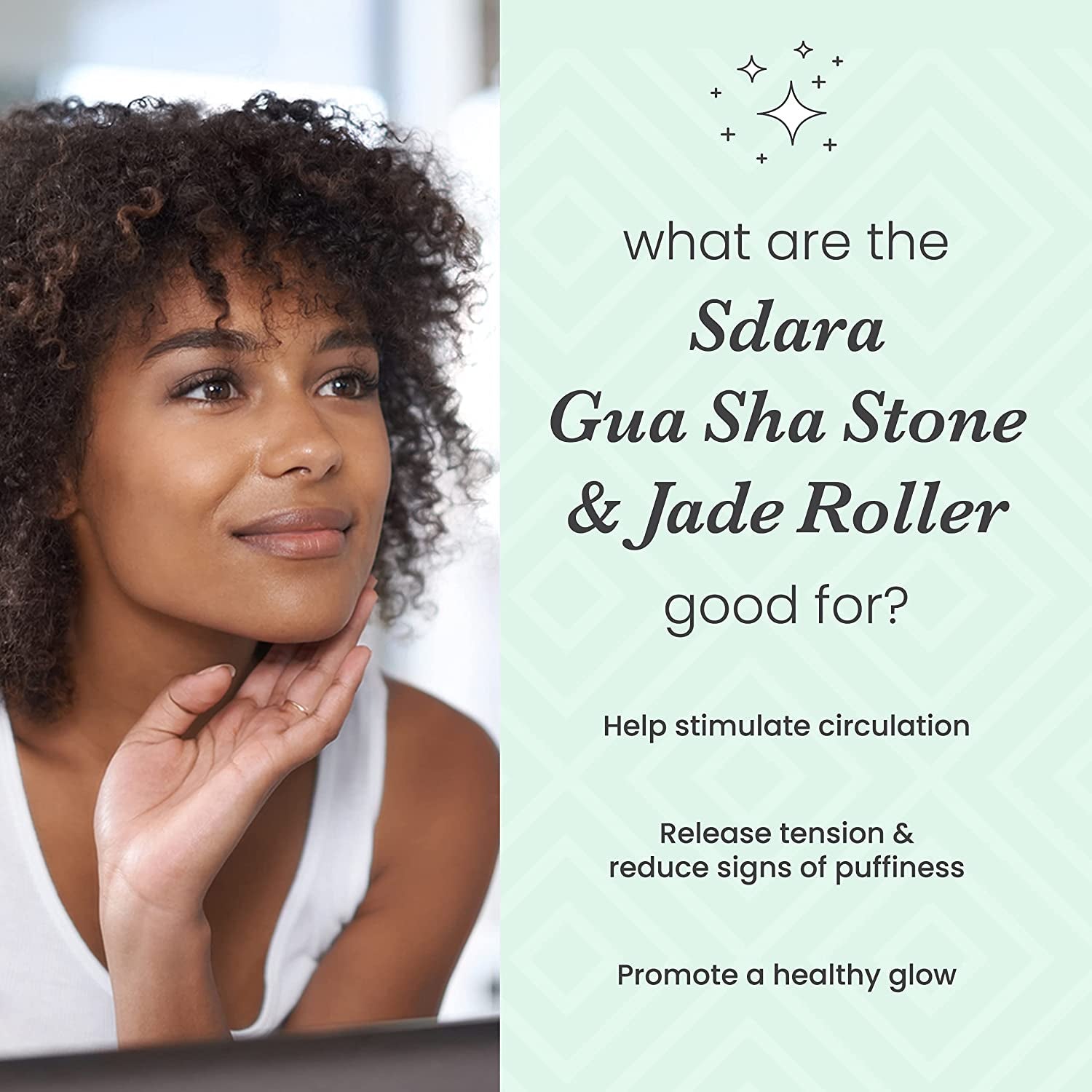 Sdara Jade Roller Gua Sha Set - Facial Roller and Massager for Slimming & Sculpting - Reduces Wrinkles & Eye Puffiness - Essential Skin Care Tools Health & Beauty > Personal Care > Cosmetics > Cosmetic Tools > Skin Care Tools Sdara Skincare   