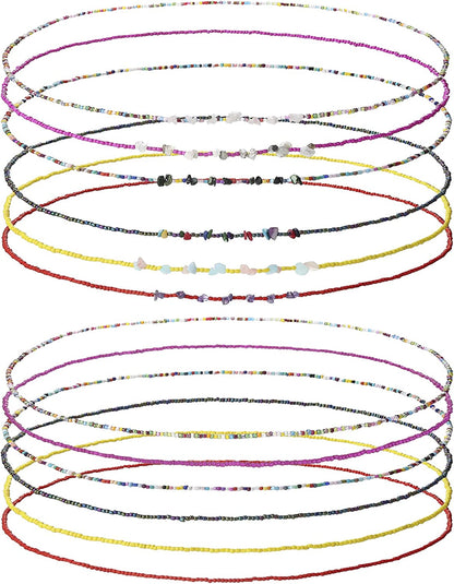 Taouzi 8-12Pcs Waist Beads for Women Weight Loss Colorful Beaded Body Chain Handmade Boho Waist Chains Belly Bead Body Chain Jewelry for Women Apparel & Accessories > Jewelry > Body Jewelry Taouzi Style5 12Pcs 31.5Inch  