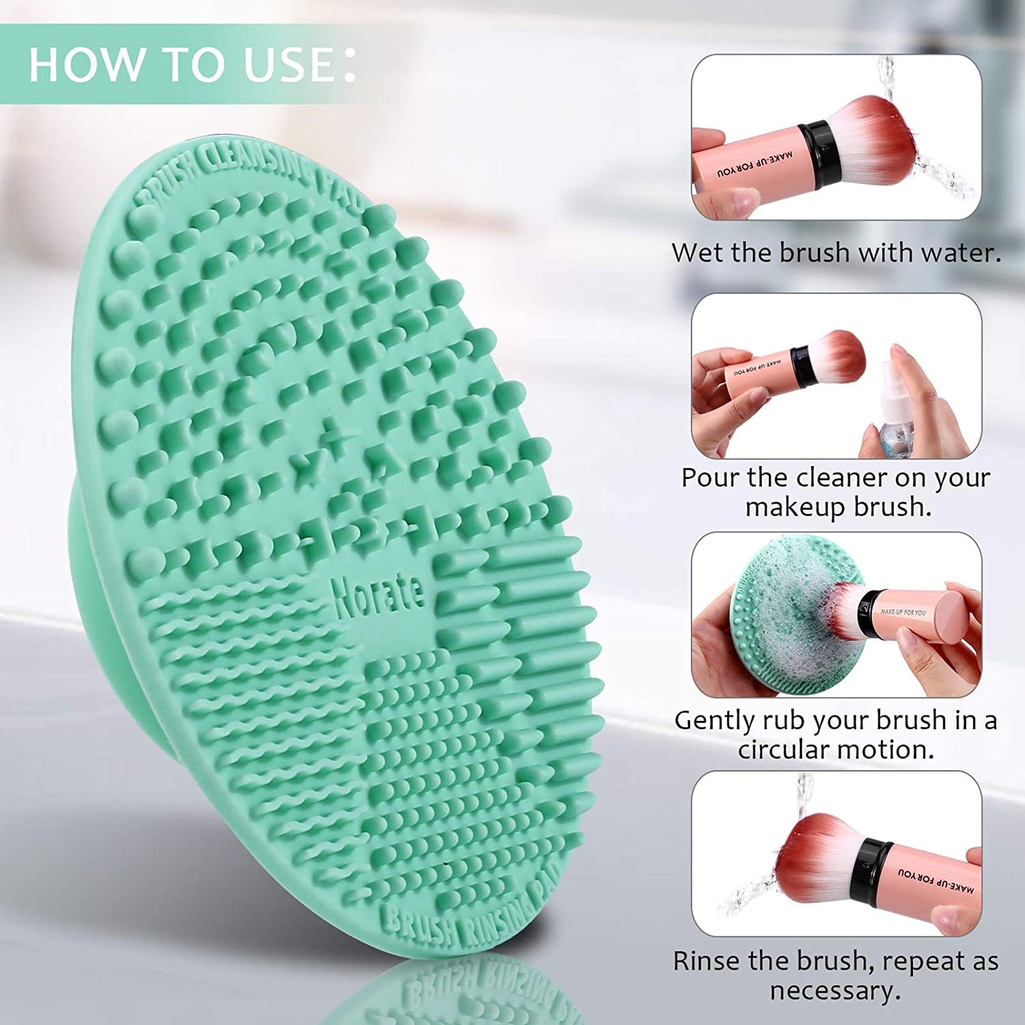 Brush Cleaning Mat, Silicone Makeup Cleaning Brush Scrubber Mat Portable Washing Tool Cosmetic Brush Cleaner with Suction Cup for Valentines Day Health & Beauty > Personal Care > Cosmetics > Cosmetic Tools > Makeup Tools Norate   