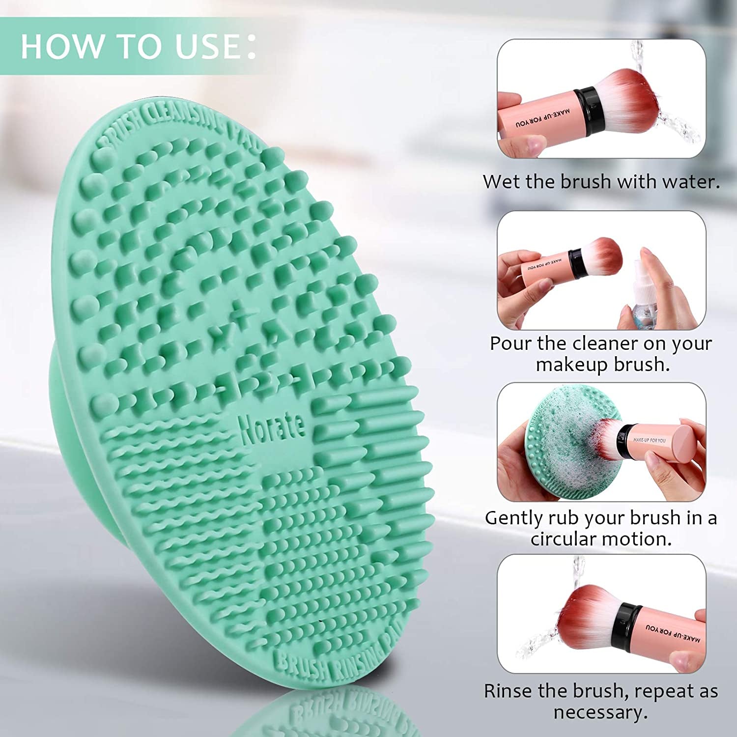 Brush Cleaning Mat, Silicone Makeup Cleaning Brush Scrubber Mat Portable Washing Tool Cosmetic Brush Cleaner with Suction Cup for Valentines Day Health & Beauty > Personal Care > Cosmetics > Cosmetic Tools > Makeup Tools Norate   