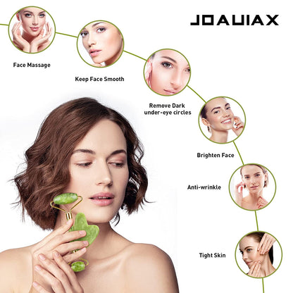 Jade Roller & Gua Sha Stone,Face Roller Skin Care,Gua Sha Massage Tool,100% Natural Jade,Anti-Aging Facial Roller for Face,Neck,Body Muscle Relaxing Health & Beauty > Personal Care > Cosmetics > Cosmetic Tools > Skin Care Tools TriFirmum   