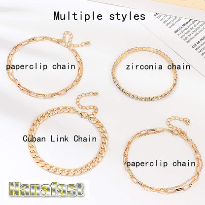 Nanafast 4-6PCS Ankle Bracelets Set for Women Gold Boho Beach Anklet Chain Adjustable Foot Jewelry for Girls Extremely Simple Style Apparel & Accessories > Jewelry > Anklets Nanafast   