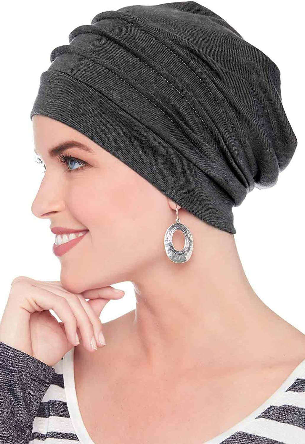 Headcovers Unlimited Slouchy Snood Hat - 100% Cotton Slouchy Beanie Hats for Women Apparel & Accessories > Clothing Accessories > Headwear Headcovers Unlimited Charcoal One Size 