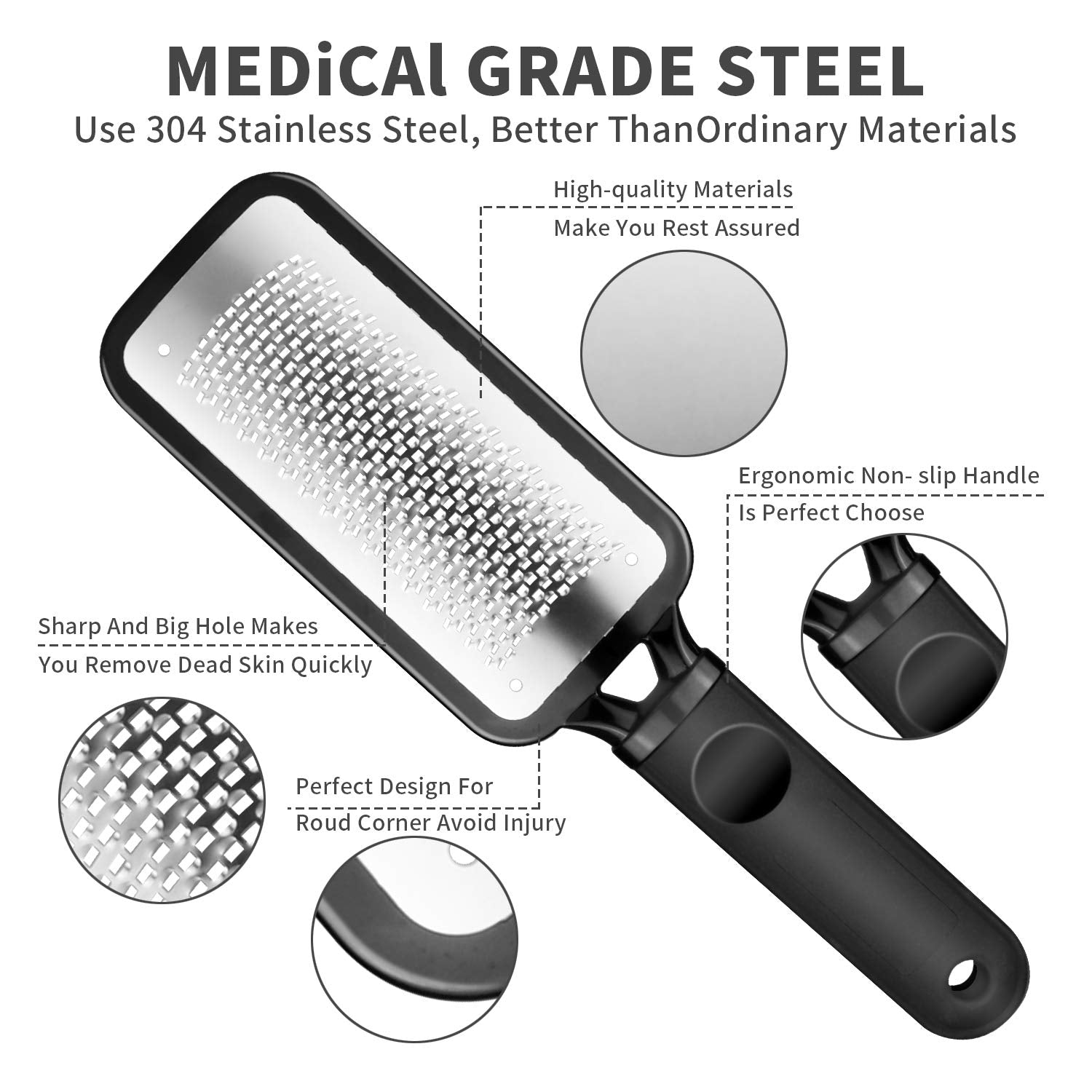 Pedicure Foot File Callus Remover - Large Stainless Steel Foot Scraper, Remove Hard Skin, Practical and Professional Foot Care File, Suitable for Dry and Wet Feet Health & Beauty > Personal Care > Foot Care JINGONGDA   