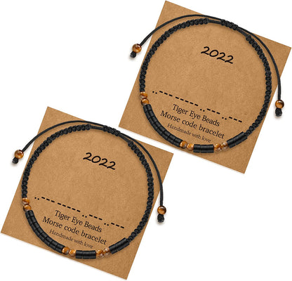 Morse Code Bracelets for Women Gifts, Adjustable 2Pcs Tiger Eye Beads Friendship Bracelets Gifts for Best Friend Women Girls Sister Funny Inspirational Birthday Friendship Gifts for Women Jewelry Apparel & Accessories > Jewelry > Bracelets MONOZO 2022  